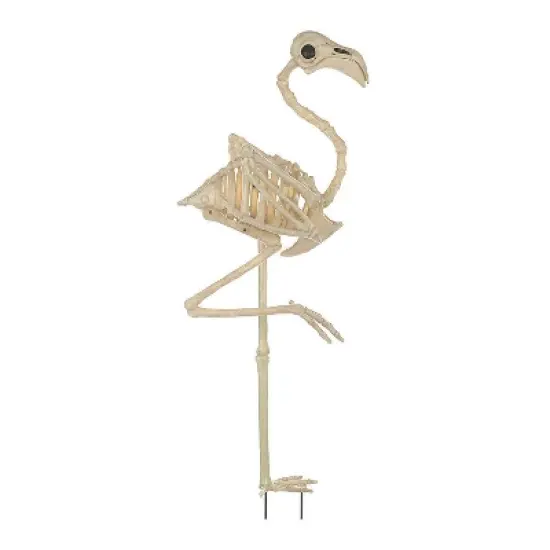 Seasons USA Flamingo Skeleton Halloween Decoration - 33.75 in x 12 in x 8.5 in - Off-White image {1}