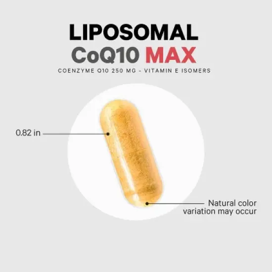 Codeage Liposomal CoQ10 Max Supplement - 250 mg Coenzyme Q10 with Vitamin E Isomers Tocopherols - 60ct image {5}