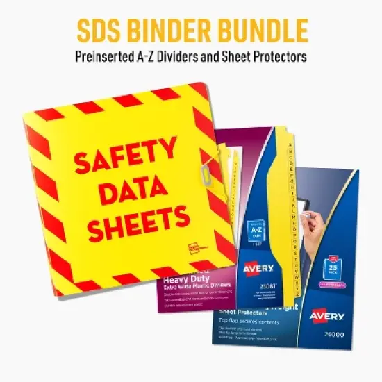 Avery UltraDuty SDS Binder Bundle, 3" Durable Poly Binder with Chain, Plastic A-Z Dividers, Sheet Protectors (77714) image {1}