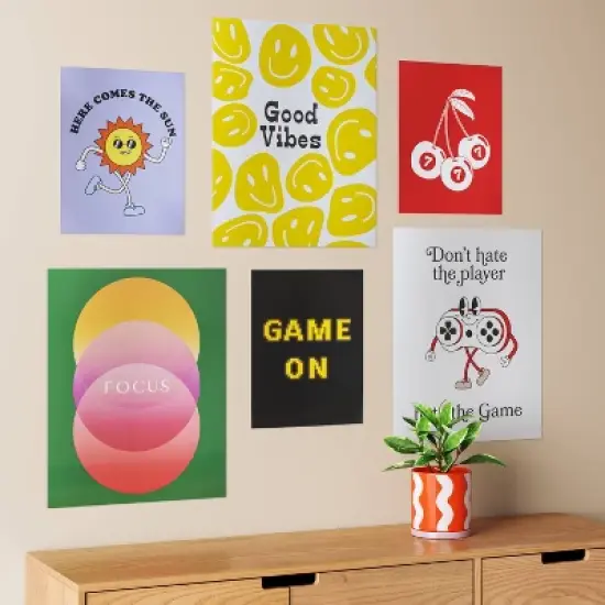 20" x 16" 6pc Retro Humor Wall Art Set Poster Prints - Room Essentials&trade; image {1}