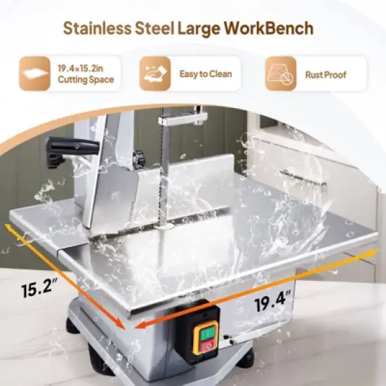 ROVSUN 1500W Electric Bone Saw Machine 6 Saw Blades,Stainless Steel 19.4 x 15.2 In Table for Chicken Fish Beef image {8}