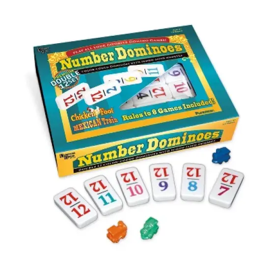Number Dominoes - Premium Double 12 Set Board Game: Puremco, 1-8 Players, Educational Problem Solving & Instructions image {1}