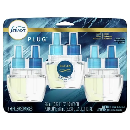 Febreze Origins Fade Defy Plug Air Freshener & Odor Fighter - Ocean - 0.87 fl oz/3pk image {7}