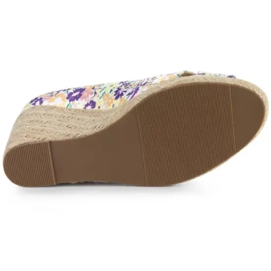 Allegra K Women's Peep Toe Platform Pumps Floral Espadrille Wedge Sandals image {5}