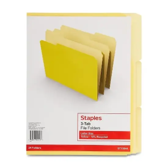 MyOfficeInnovations File Folders 3-Tab Letter Size Yellow 24/Pack (659800) image {1}