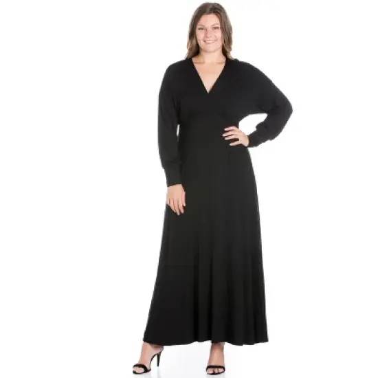 V-Neck Long Sleeve Maxi Plus Size Dress image {4}