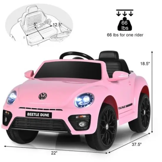 Costway 12V Kids Ride On Car Licensed Volkswagen Beetle w/ Remote Control & Music image {2}