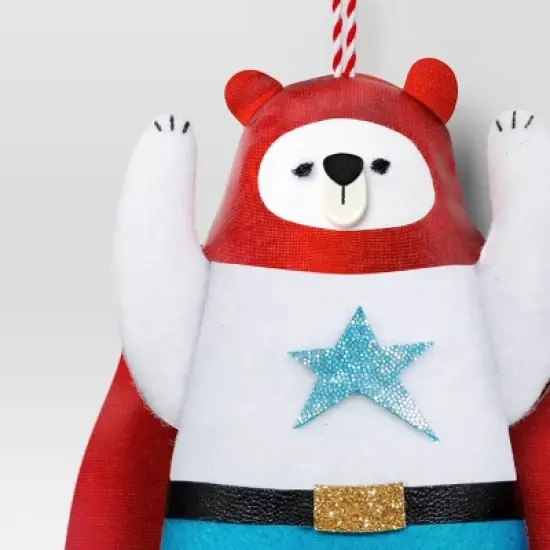 5.25" Christmas Fabric Superhero Ornament Polar Bear - Wondershop&trade; image {2}