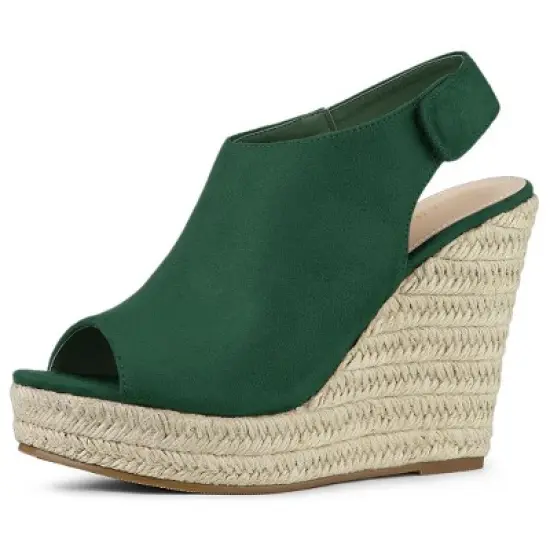 Allegra K Women's Espadrille Platform Heeled Wedges Sandals image {15}
