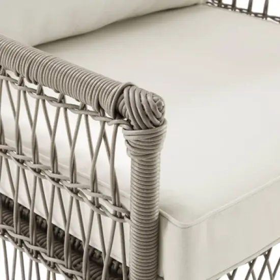 3pc Thatcher Outdoor Steel Conversation Set Creme/Driftwood - Crosley image {12}