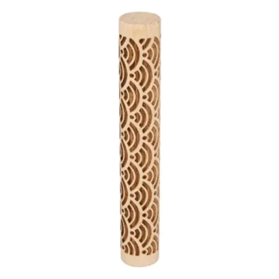 Unique Bargains Wood Clay Grain Texture Carved Fine Baking DIY Rolling Pins image {4}