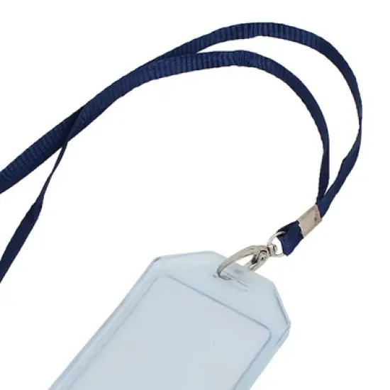 Unique Bargains Office Factory Plastic Name ID Card Container w Blue Nylon Lanyard Clear 2 Pcs image {4}