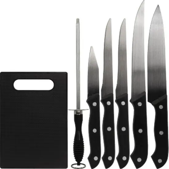 Deco Essentials 5-Piece Knife Set with Cutting Board and Sharpening Steel image {4}