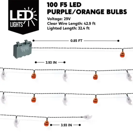 Joyfy 19.7FT 30 LEDs Halloween String Lights Decorations, Ghost Pumpkin String Light with 8 Lighting Modes for Halloween Party Indoor Outdoor Decor image {3}