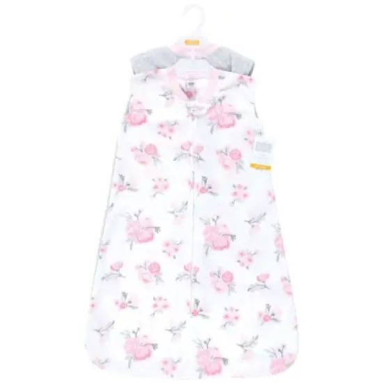 Hudson Baby Infant Girl Plush Sleeping Bag, Sack, Blanket 2pk, Basic Pink Floral image {1}