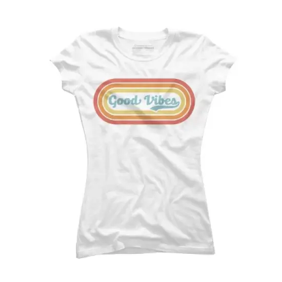 Junior's Design By Humans Good Vibes By LuckyU T-Shirt image {4}