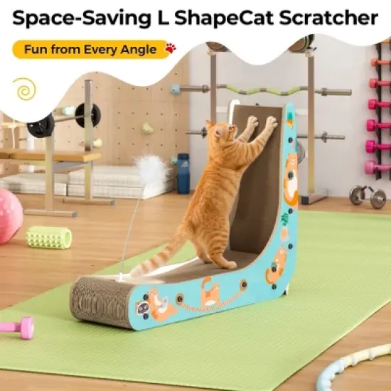 Sandinrayli L-Shape Cat Scratcher Lounge, Corrugated Cardboard Scratching Pad for Indoor Cats image {4}
