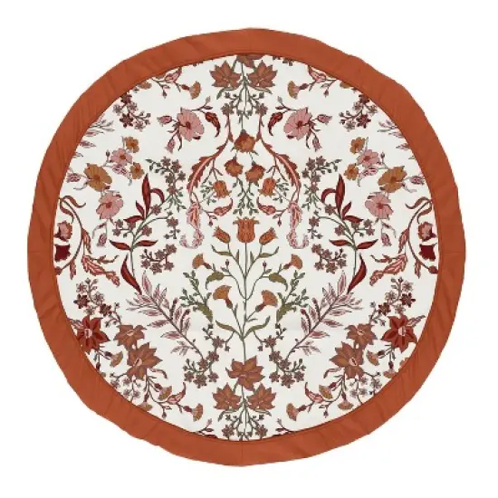 Sweet Jojo Designs Girl Baby Tummy Time Playmat Boho Floral Wildflower Orange and Ivory image {4}