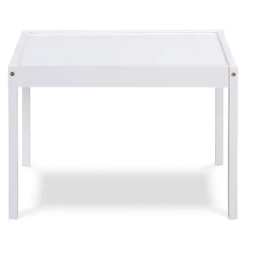Yinvani White 3 Piece Solid Wood Toddler Table with 2 Chairs Set image {4}