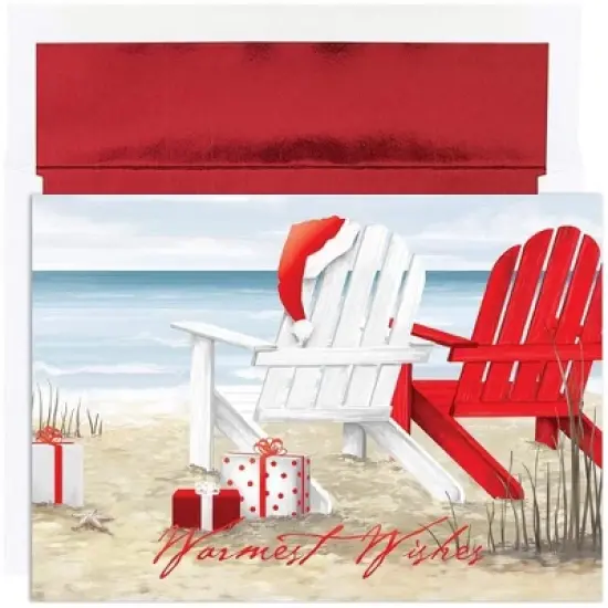 Masterpiece Studios Warmest Wishes Beach Chairs Greetings, 16 Cards/Foil Lined Envelopes (870600) image {1}