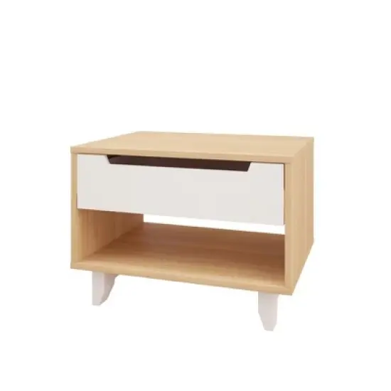 Queen 3pc Radiance Platform Bed Bundle Natural Maple/White- Nexera image {2}