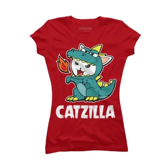 Junior's Design By Humans Catzilla Halloween Costume Dragon Monster Kitten Cats Lover By lenxeemyeu T-Shirt image {5}