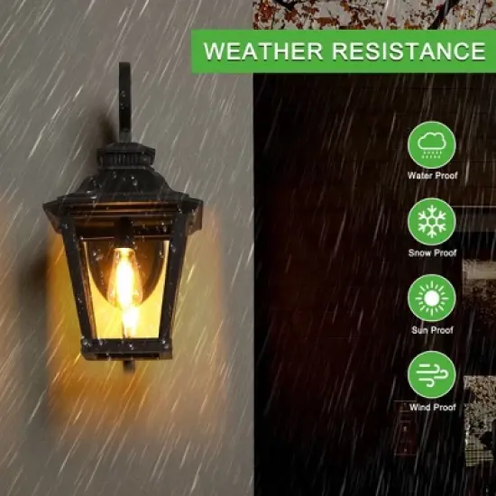 2-Pack 14" Outdoor Wall Lanterns Black Waterproof Wall Sconce with Clear Glass Panels for Porch Patio Garden and Doorway (Bulb Not Included) image {6}