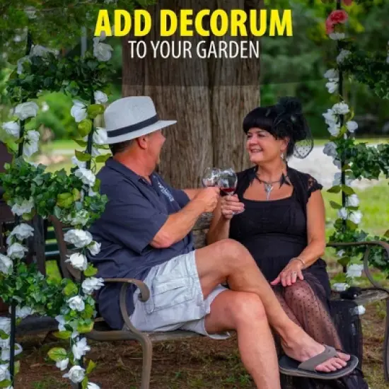 Machrus Ogrow Wedding Garden Arch, Decorative Flower Garden Arbor Lawn Patio Entrance for Climbing Plants - Metal Arbor Trellis image {6}