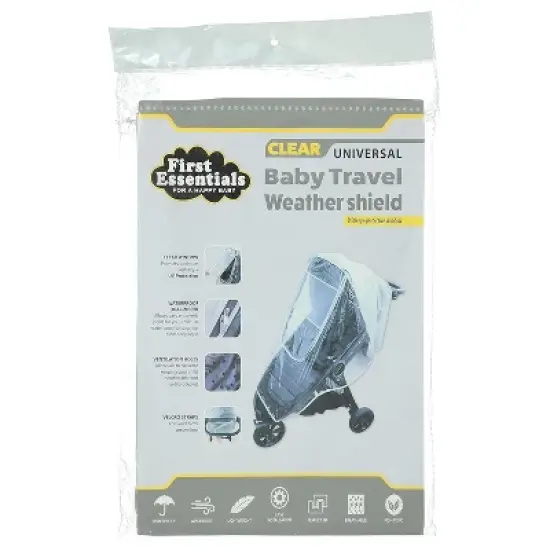 First Essentials  Universal Stroller Rain Cover Baby Travel Weather Shield Windproof & Waterproof - Clear image {6}
