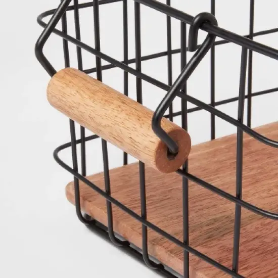 Iron and Mangowood Wire Fruit Basket with Handles Black - Threshold&trade; image {2}