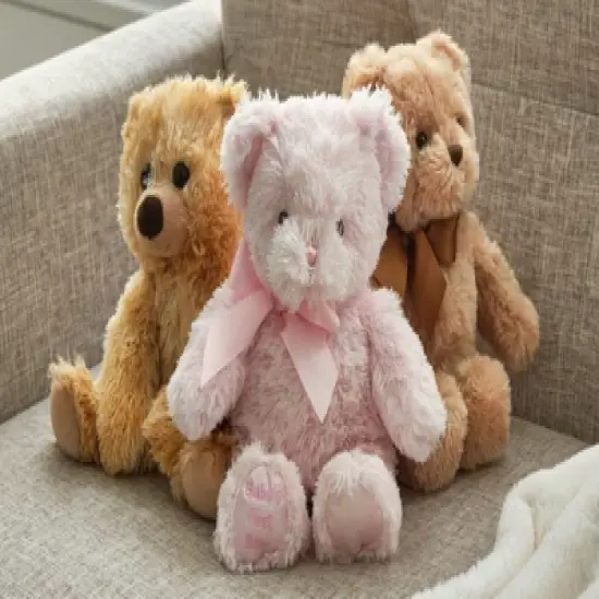 Bearington My First Bear: Classic Hand-Sewn 12-Inch Pink Stuffed Bear image {5}