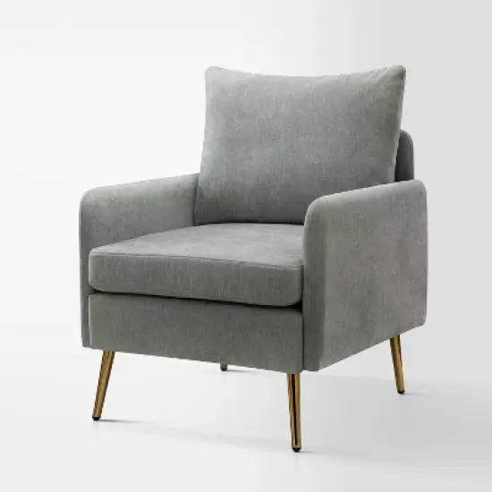 Giovann Wooden Upholstered Accent Chair Comfy Armchair Living Room and Bedroom Armchair with Metal Legs | Karat Home image {12}