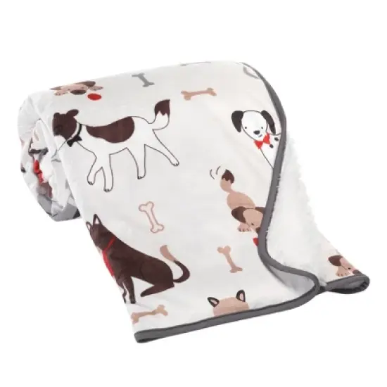 Lambs & Ivy Bow Wow Baby Blanket - Gray, Animals, Puppy image {3}