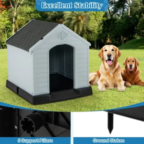 Tangkula Dog House Pet Puppy Shelter Waterproof Indoor/Outdoor Ventilate Gray image {5}