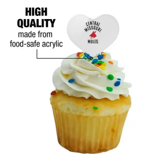 University of Central Missouri Mules Heart Love Cupcake Picks Toppers Decoration Set of 6 image {2}