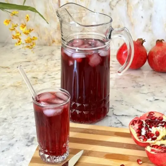 Slickblue Fluted Romanesque Design Cristalline Beverage Set &ndash; Includes 65 oz Pitcher & 6 Tumblers image {4}