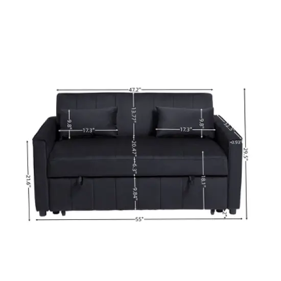 NicBex Convertible Sofa Bed Loveseat Couch with Pull Out Bed & Adjustable Backrest,Upholstered Sleeper Sofa for Living Room,Bedroom image {4}