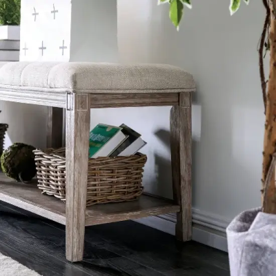 Wixam Tufted Bench Beige/Brown - HOMES: Inside + Out image {4}