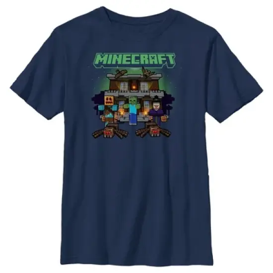 Boy's Minecraft Halloween Creeper Haunted House T-Shirt image {3}