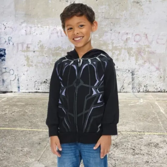 Marvel Avengers Black Panther Cosplay Fleece Zip Up Pullover Hoodie Toddler to Little Kid  image {2}