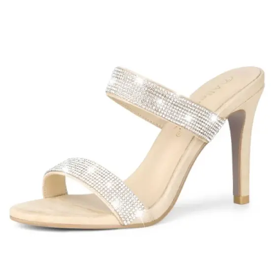 Allegra K Women's Open Toe Stiletto Heel Rhinestone Mules Sandals image {8}