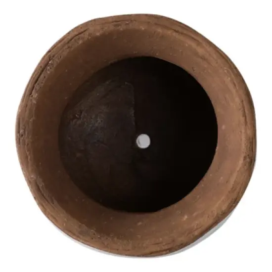 Modern Ceramic Flower Pot and Planter - Indoor and Outdoor Use - Earthy Decorative Accent for Room, Garden, Patio, or Entryway Decor - 7" White & Tan image {5}