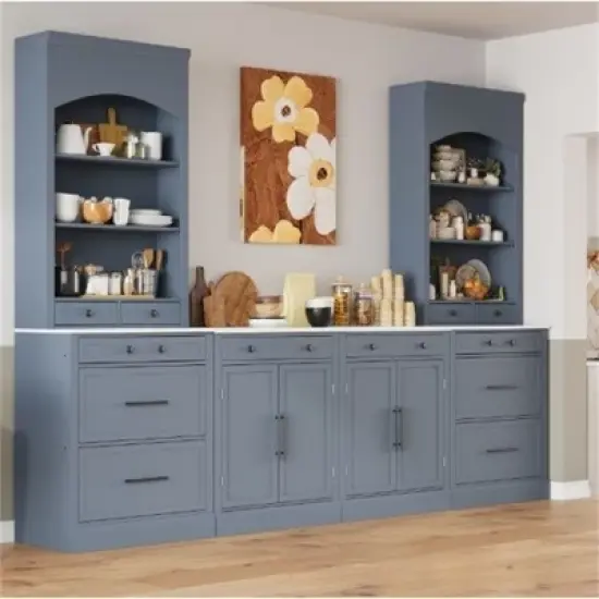 TIRAMISUBEST 4-Piece Freestanding Kitchen Pantry Cabinet Combo, Tall Kitchen Hutch with Storage Drawers and Adjustable Shelf image {16}