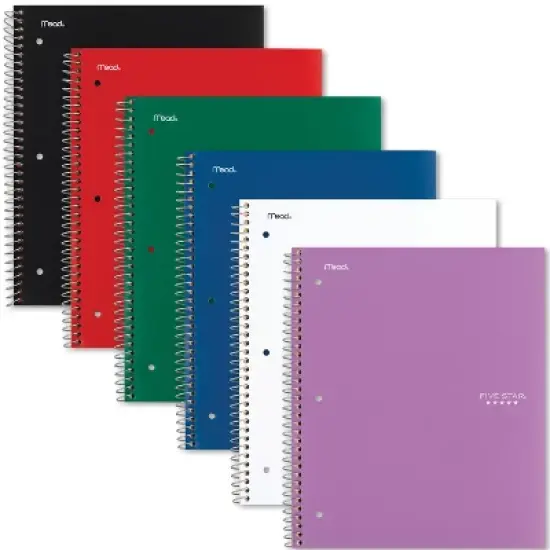 Five Star 5 Subject College Ruled Spiral Notebook (Colors May Vary): School Supplies, 3 Hole Punched, Flexible Cover, 200 Pages image {12}
