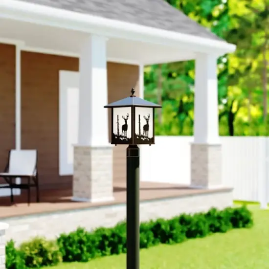 VAXCEL 1 Light Burnished Bronze Rustic Outdoor Tree Post Light White Glass image {1}