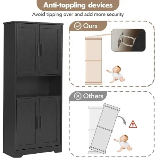 Nasitip 70" Tall Pantry Cabinet with Adjustable Shelves and Doors, Freestanding Storage Cabinet for Kitchen, Bathroom, or Living Room image {7}