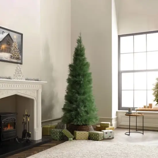 LuxenHome 6Ft Holiday Slim Artificial Pampas Grass Tree in Green image {5}