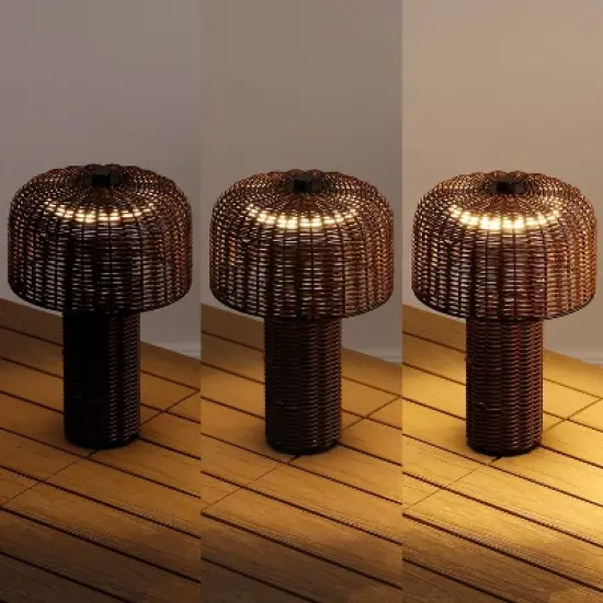 JONATHAN Y Mia 10" Modern Indoor/Outdoor Faux Wicker Rechargeable/Cordless Dimmable Integrated LED Table Lamp image {5}