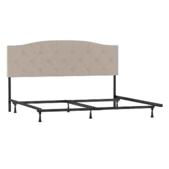 King/California King Provence Upholstered Arch Adjustable Tufted Headboard with Frame Linen Fabric - Hillsdale Furniture image {5}