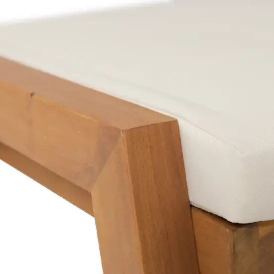 Christopher Knight Home Temecula Acacia Wood Ottomans with Cushion (Set of 2) image {5}